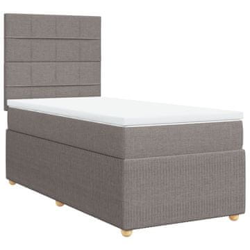 Vidaxl Box spring postelja z vzmetnico taupe 90x200 cm blago