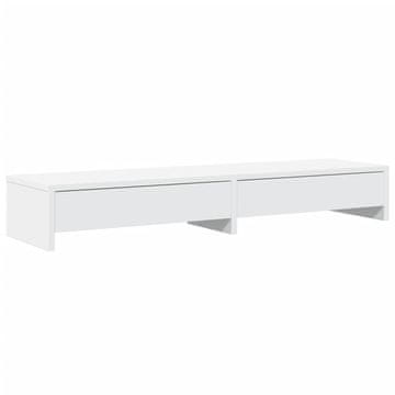 Vidaxl Stojalo za monitor s predali belo 100x27x15 cm inženirski les
