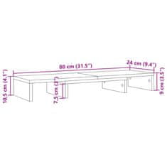 Vidaxl Stojalo za monitor nastavljivo siva sonoma 80x24x10,5 cm les