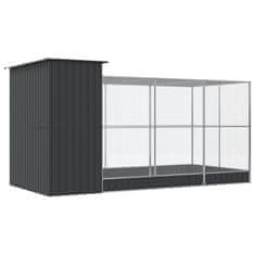 Vidaxl Voliera s podaljškom srebrna 416x203x216 cm jeklo