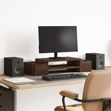 Vidaxl vidaXL Stojalo za monitor s predali rjav hrast 70x27x15 cm
