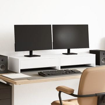 Vidaxl vidaXL Stojalo za monitor s predali belo 100x27x15 cm