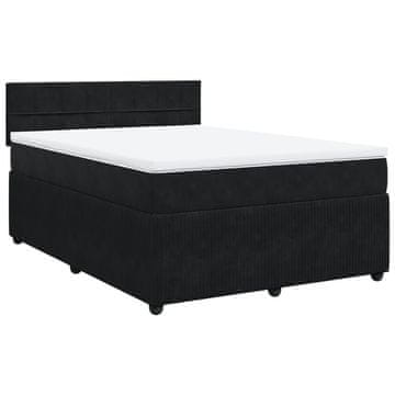 Vidaxl Box spring posteljni z vzmetnico črn 140x190 cm žamet