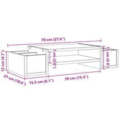 Vidaxl Stojalo za zaslon s predelki betonsko siva 70x27x15 cm inž. les