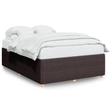 Vidaxl Posteljni okvir brez vzmetnice temno rjav 140x190 cm blago