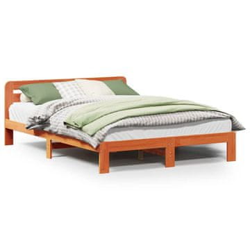 Vidaxl Posteljni okvir brez vzmetnice voščeno rjav 140x190 cm borovina