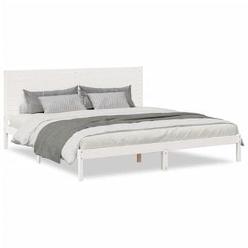 Vidaxl Daljši posteljni okvir brez vzmetnice bel 200x210 cm trden les