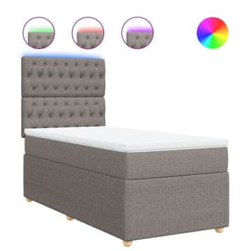 Vidaxl Box spring postelja z vzmetnico taupe 90x200 cm blago