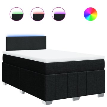 Vidaxl Box spring postelja z vzmetnico črn 120x200 cm blago
