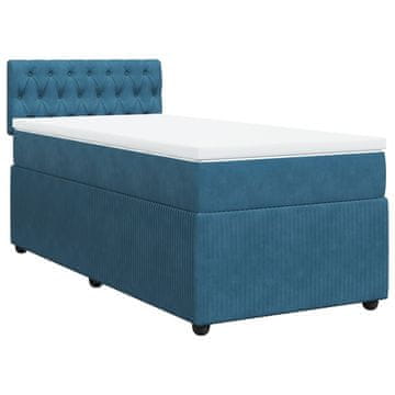 Vidaxl Box spring postelja z vzmetnico modra 80x200 cm žamet