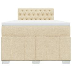 Vidaxl Box spring postelja z vzmetnico krem 120x190 cm blago