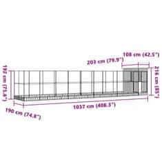Vidaxl Voliera s podaljškom srebrna 1037x203x216 cm jeklo