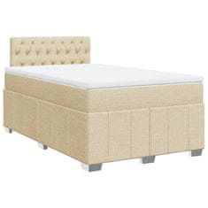Vidaxl Box spring postelja z vzmetnico krem 120x190 cm blago