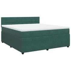 Vidaxl Box spring postelja z vzmetnico temno zelena 180x200 cm žamet