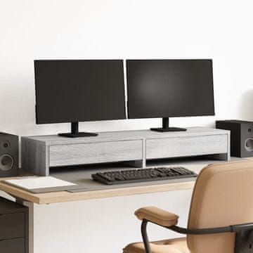 Vidaxl vidaXL Stojalo za monitor s predali, sivo, hrast sonoma, 100x27x15 cm