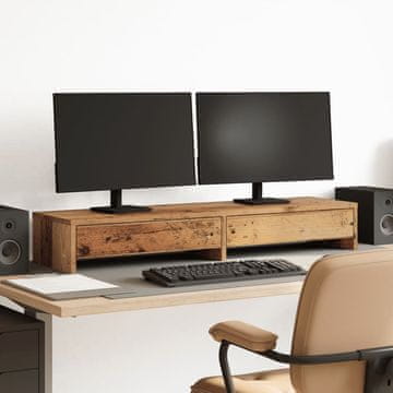Vidaxl vidaXL Stojalo za monitor s predali, starinski les, 100 x 27 x 15 cm