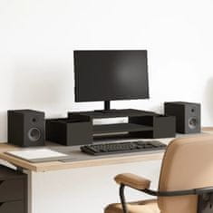 Vidaxl Stojalo za monitor s policami črna 70x27x15 cm inženirski les