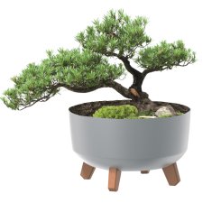 botle Okrogla matirana siva posoda 23,5 cm visoka 15,5 cm s prostornino 3,8 L na nogah z intarzijo
