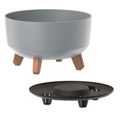 botle Okrogla matirana siva posoda 23,5 cm visoka 15,5 cm s prostornino 3,8 L na nogah z intarzijo