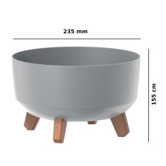 botle Okrogla matirana siva posoda 23,5 cm visoka 15,5 cm s prostornino 3,8 L na nogah z intarzijo