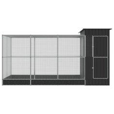Vidaxl Voliera s podaljškom srebrna 416x203x216 cm jeklo