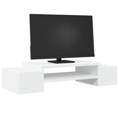 Vidaxl Stojalo za monitor s policami bela 70x27x15 cm inženirski les