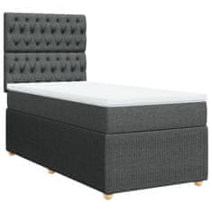 Vidaxl Box spring postelja z vzmetnico temno siva 80x200 cm blago