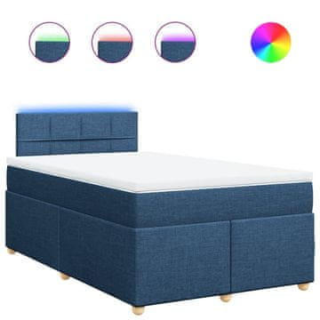 Vidaxl Box spring postelja z vzmetnico modra 120x190 cm blago