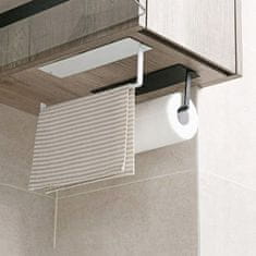 Korbi SAMOLEPLJIV NOSILEC ZA KUHINJSKO BRISAČO – MOČNA JEKLENA LOFT ČRNA