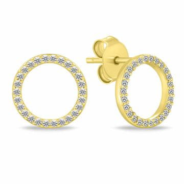 Brilio Silver Večni pozlačeni obročasti uhani s cirkoni EA1072Y