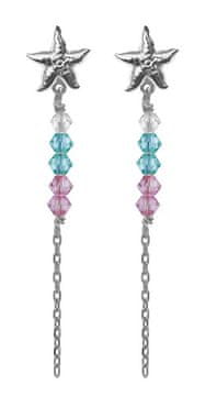 Dolgi srebrni zvezdni uhani s kristali Bliss A4849-MHT