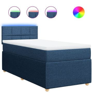 Vidaxl Box spring postelja z vzmetnico modra 100x200 cm blago