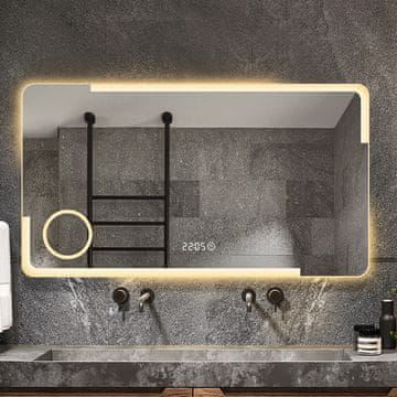 S6 Steklarstvo Šest  LED ogledalo S62B, 120x60cm, s povečevalnim ogledalom, 3 barve LED, dimmer, funkcija proti rosenju