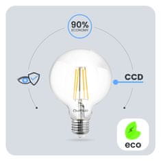 LUMILED LED žarnica E27 G125 7W = 60W 806lm 3000K Toplo bela 360° Filament Globe