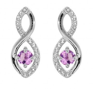Brilio Silver Svetleči srebrni viseči uhani z ametisti Dragi kamni SE09089AM