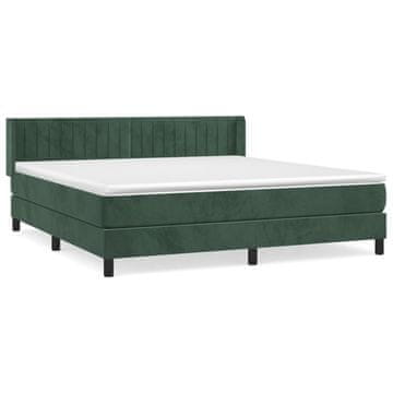 Vidaxl Box spring postelja z vzmetnico temno zelena 160x200 cm žamet