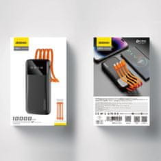 DUDAO K6Pro Power Bank 10000mAh 2x USB + kabel USB / USB-C / Lightning / Micro USB, črna