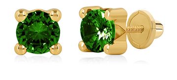 Brilio Uhani iz rumenega zlata s sintetičnimi smaragdi 14/188.901/17ES-N