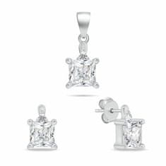 Brilio Silver Eleganten srebrn komplet nakita s cirkoni SET260W (uhani, obesek)