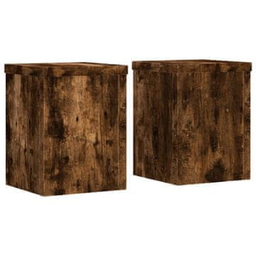 Vidaxl Stojalo za rastline 2 kosa dimljeni hrast 15x15x20 cm inž. les