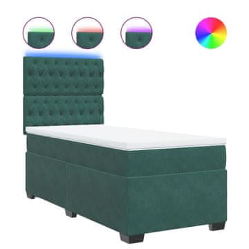 Vidaxl Box spring postelja z vzmetnico temno zelena 100x200 cm žamet