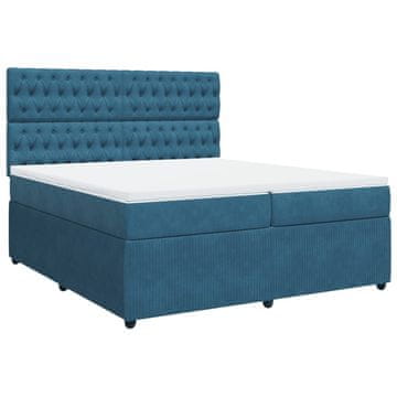 Vidaxl Box spring postelja z vzmetnico temno modra 200x200 cm žamet