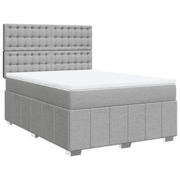 Vidaxl Box spring postelja z vzmetnico svetlo siva 140x200 cm blago
