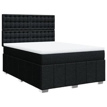 Vidaxl Box spring postelja z vzmetnico črna 140x200 cm blago