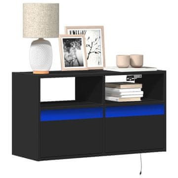 Vidaxl vidaXL Stenska TV omarica z LED osvetlitvijo, črna, 80x31x45 cm