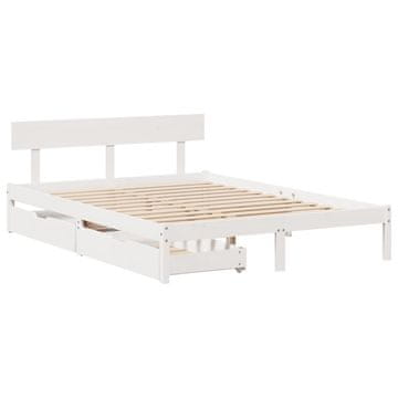 Vidaxl Posteljni okvir brez vzmetnice bel 160x200 cm trdna borovina