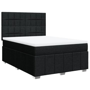 Vidaxl Box spring postelja z vzmetnico črna 160x200 cm blago