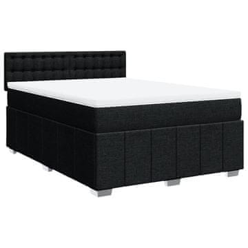 Vidaxl Box spring postelja z vzmetnico črna 160x200 cm blago