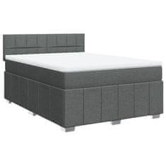 Vidaxl Box spring postelja z vzmetnico temno siva 140x200 cm blago