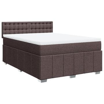Vidaxl Box spring postelja z vzmetnico temno rjava 140x200 cm blago